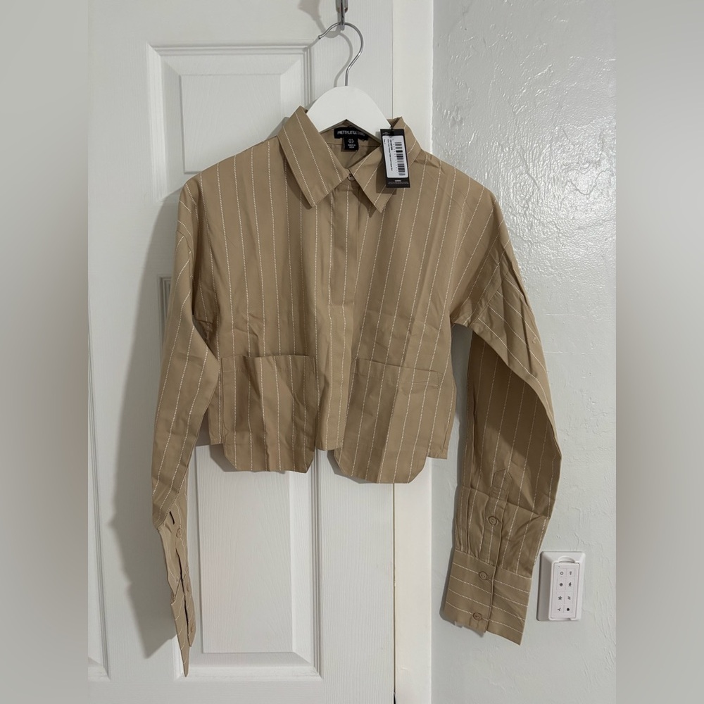 PrettyLittleThing Beige Striped Shirt